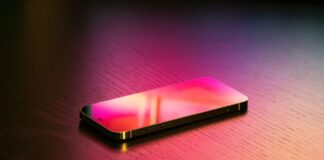 black smartphone on the table