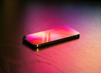 black smartphone on the table
